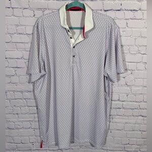 Greyson Mens Geometric Print Short Sleeve Polo Purple Size XL Golf Prep Preppy